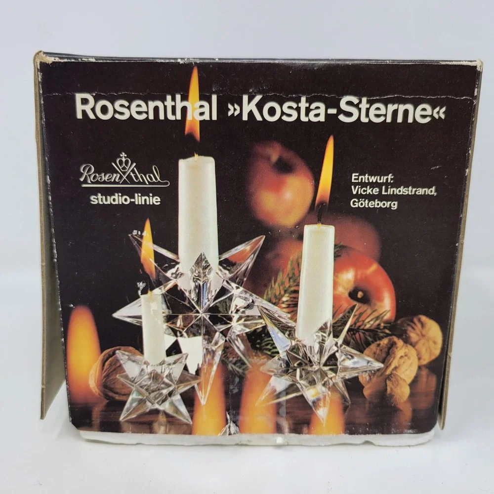 Rosenthal Studio-Linie Kosta-Sterne Crystal Star Candle Holder Vicke Lindstrand‎